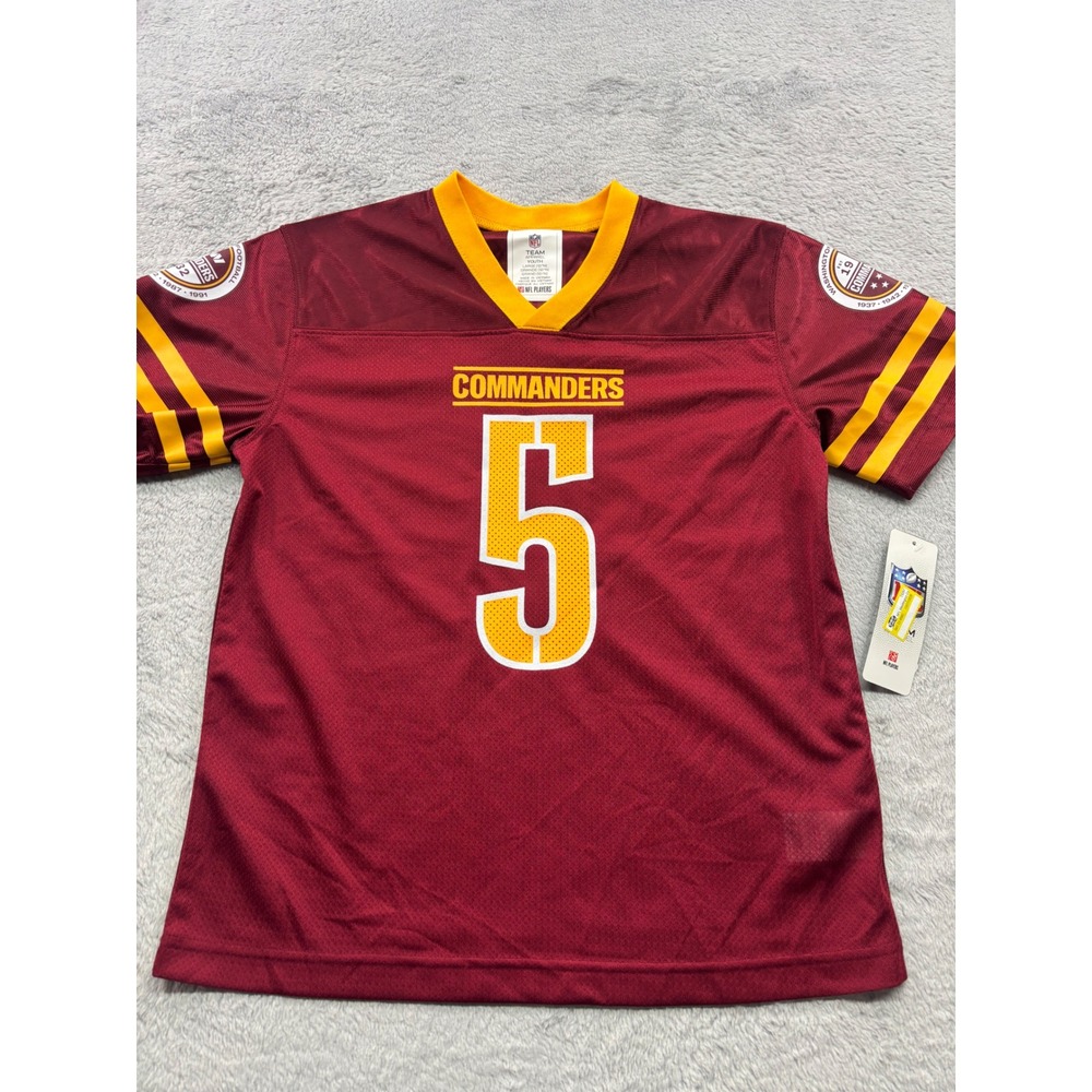 NFL Washington Commanders Jayden Daniels 5 Youth L 12/14 Jersey‎ Burgundy Gold